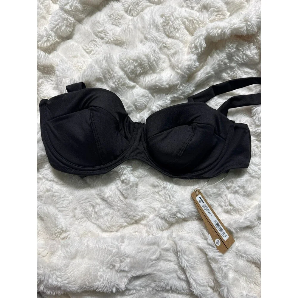 SKIMS SWIM STRAPLESS UNDERWIRE BIKINI TOP NWT ONYX MEDIUM